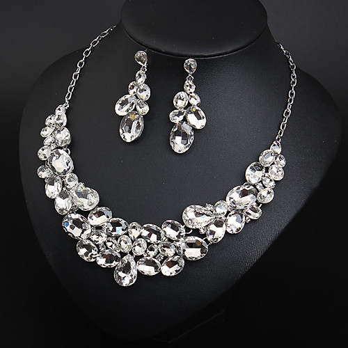 

Women's Crystal Bridal Jewelry Sets Fancy Flower Statement Colorful Rhinestone Earrings Jewelry White / Champagne For Wedding Party 1 set