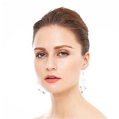 

Women's Hoop Earrings Geometrical Flower European Earrings Jewelry White For Wedding 1pc