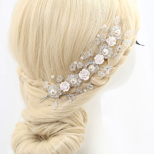 

Crystal / Imitation Pearl / Rhinestone Headdress with Crystal / Imitation Pearl / Crystals / Rhinestones 1 Piece Wedding Headpiece