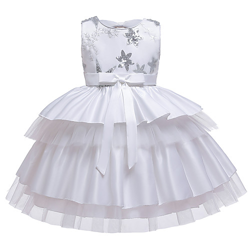 

A-Line Knee Length Flower Girl Dresses Wedding Cotton Blend Sleeveless Jewel Neck with Petal
