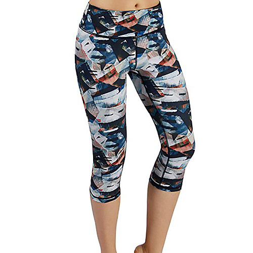 

Women's High Waist Yoga Pants Capri Leggings Butt Lift 4 Way Stretch Moisture Wicking Blue Gym Workout Fitness Sports Activewear High Elasticity Skinny