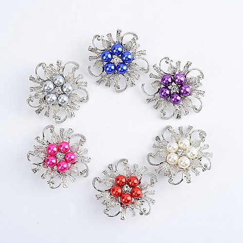 

Women's Brooches Hollow Out Sweet Fashion Imitation Pearl Rhinestone Brooch Jewelry White Purple Red For Daily