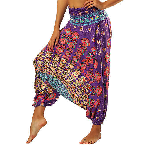 

Women's High Waist Yoga Pants Harem Bloomers Quick Dry Breathable Fashion Violet Yellow Red Fitness Gym Workout Dance Summer Sports Activewear Loose