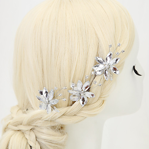 

Rhinestone / Paillette / Alloy Hair Pin with Rhinestone / Paillette 3 Pieces Wedding Headpiece