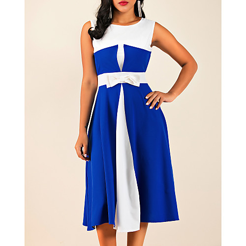 

Women's Swing Dress Midi Dress Blue Black Red Sleeveless Round Neck S M L XL XXL 3XL 4XL 5XL
