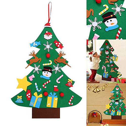 

Kids DIY Felt Christmas Tree with Ornaments Children New Year Gifts for Christmas Door Wall Hanging Decoration