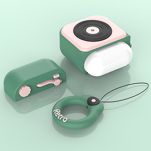 

Airpods Headset Set for Airpods Wireless Bluetooth Headset Silicone Case Cartoon Retro Phonograph Cover 1PC
