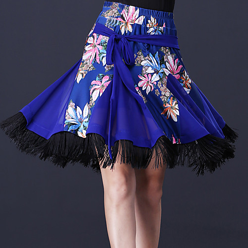 

Latin Dance Skirts Lace-trimmed Bottom Women's Training Performance Dropped POLY Lace Milk Fiber