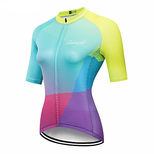 

CAWANFLY Women's Short Sleeve Cycling Jersey Summer Red / Yellow Gradient Bike Jersey Top Mountain Bike MTB Road Bike Cycling Quick Dry Breathable Back Pocket Sports Clothing Apparel / Advanced