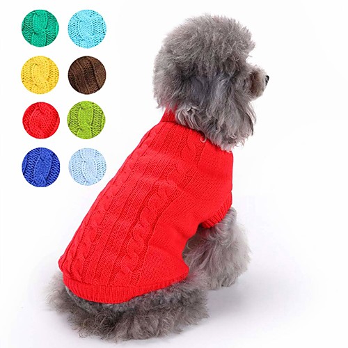 

Cat Dog Sweater Puppy Clothes Solid Colored Classic Keep Warm Winter Dog Clothes Puppy Clothes Dog Outfits Yellow Red Jade Costume for Girl and Boy Dog Cotton XS S M L