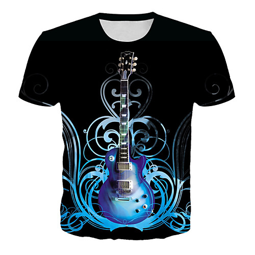 

Men's T shirt Graphic Geometric 3D Plus Size Print Short Sleeve Daily Tops Basic Rock Black