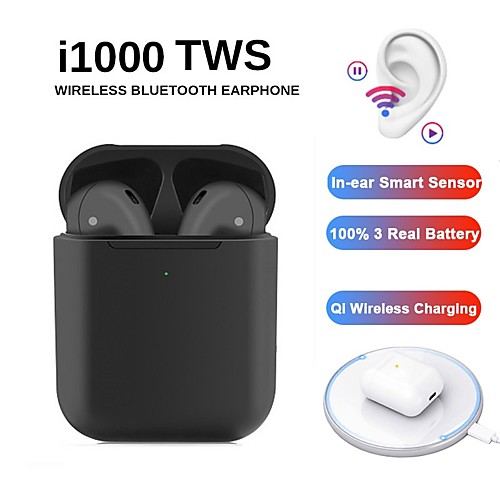 

Blackpods i1000 TWS True Wireless Earbuds Voice Hey Siri Control 100% H1 Chip Function Wireless QI Charge Inear Check Automatic Ear Detection Play and Pause Pop-up Bluetooth 5.0