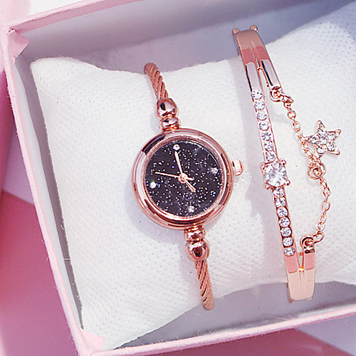 

Women's Quartz Watches New Arrival Elegant Black Rose Gold Stainless Steel Chinese Quartz Black Rose Gold White / Black Chronograph Cute New Design 2pcs Analog One Year Battery Life