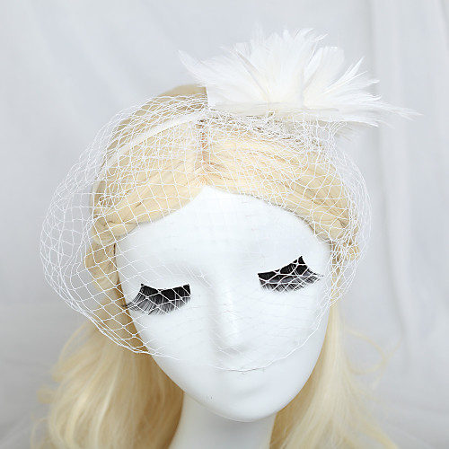 

Feather / Net Headbands with Feather 1 Piece Wedding Headpiece