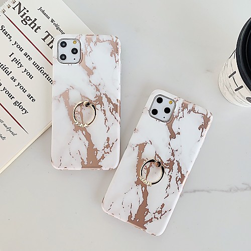 

Case For Apple iPhone 11 / iPhone 11 Pro / iPhone 11 Pro Max Plating / Ring Holder / IMD Back Cover Marble TPU