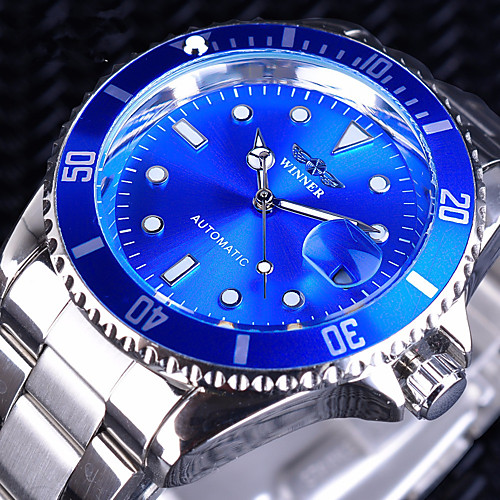 

WINNER Men's Mechanical Watch Automatic self-winding Formal Style Stylish Stainless Steel Silver 30 m Water Resistant / Waterproof Calendar / date / day Noctilucent Analog Luxury Fashion - Black
