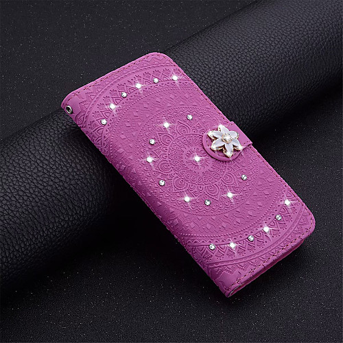 

Case For Huawei Huawei P20 / Huawei P20 Pro / Huawei P20 lite Card Holder / Shockproof / Rhinestone Full Body Cases Flower PU Leather
