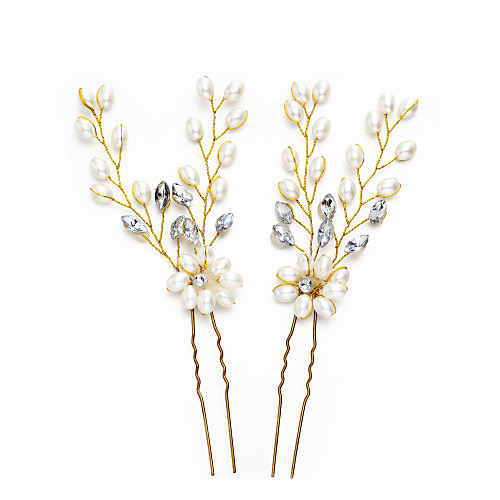 

Imitation Pearl / Rhinestone / Alloy Hair Pin with Rhinestone / Imitation Pearl 2pcs Wedding Headpiece