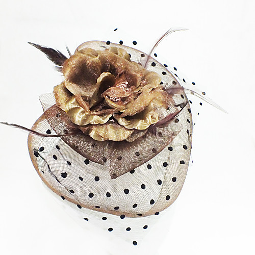 

Feather / Net Fascinators / Headdress with Feather 1 Piece Wedding / Horse Race Headpiece