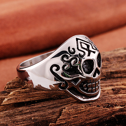 

Band Ring Vintage Style Black Titanium Steel Skull Precious Vintage Punk Rock 1pc 8 / Men's