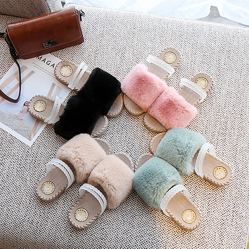 

Women's Slippers / Girls' Slippers Slide Slippers / Guest Slippers / House Slippers Casual Faux Fur solid color Shoes