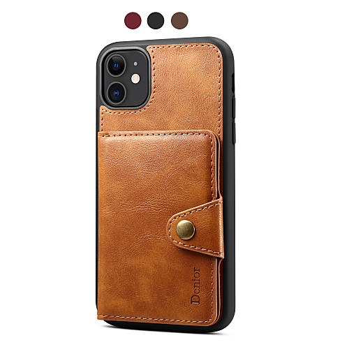 

Phone Case For Apple Back Cover Leather iPhone 12 Pro Max 11 SE 2020 X XR XS Max 8 7 Card Holder Magnetic Solid Color PU Leather TPU