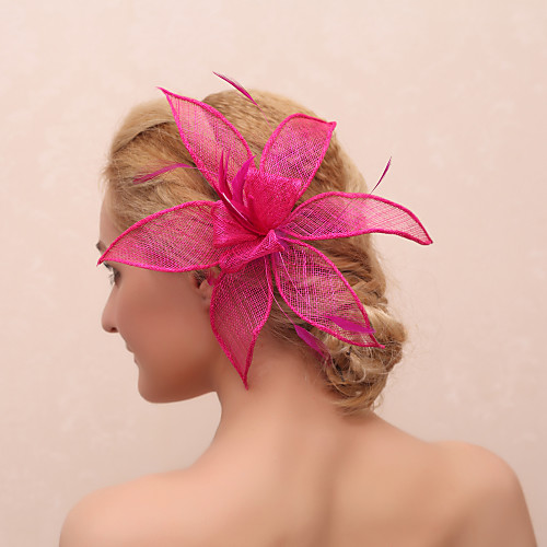 

Feather / Fabrics Flowers with Feather / Floral 1 Piece Wedding Headpiece