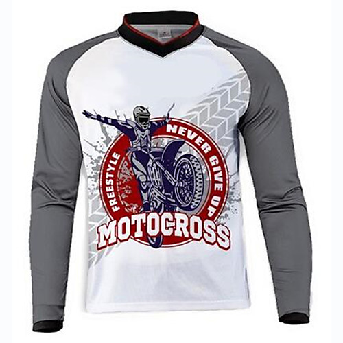 

21Grams Men's Long Sleeve Cycling Jersey Dirt Bike Jersey Winter Summer Fleece Spandex Polyester Grey Bike Jersey Motorcyle Clothing Top Mountain Bike MTB Road Bike Cycling UV Resistant Quick Dry