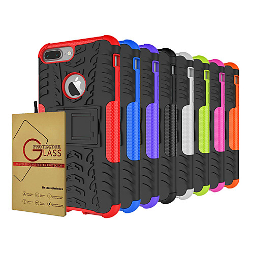 

Case With Screen Protector For Apple iPhone 11 /11 Pro /11 Pro Max Shockproof / Dustproof / with Stand Back Cover Solid Colored/Armor TPU / PC for iPhone 7/7P/8/8 P/ 6 /6 Plus / X/XS/XR/XS MAX