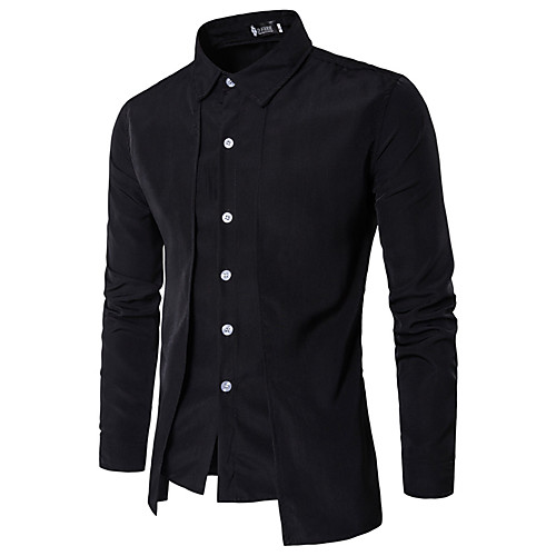 

Men's Shirt Solid Colored Long Sleeve Daily Tops Basic White Black Red