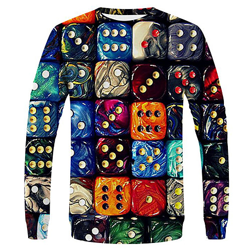 

Men's T shirt Graphic Long Sleeve Daily Tops Streetwear Exaggerated Rainbow