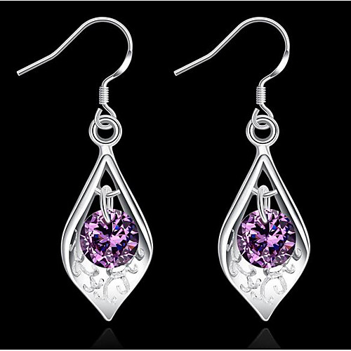 

Women's AAA Cubic Zirconia Drop Earrings Hollow Out Drop Earrings Jewelry Silver For Daily 1 Pair
