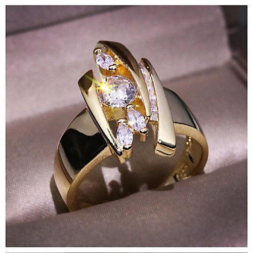 

Women's Ring 1pc Gold Brass Imitation Diamond Geometric Fashion Gift Daily Jewelry Geometrical Star Cool