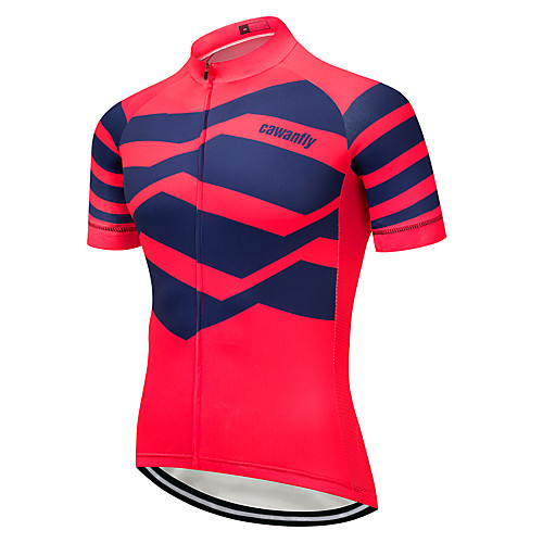 

CAWANFLY Men's Short Sleeve Cycling Jersey RedBlue Geometic Bike Jersey Top Mountain Bike MTB Road Bike Cycling Breathable Quick Dry Back Pocket Sports Clothing Apparel / Advanced / Expert