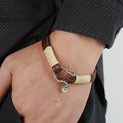 

Men's Vintage Bracelet Leather Bracelet Earrings / Bracelet Braided Weave Simple Classic Vintage Trendy Fashion Cord Bracelet Jewelry Brown For Daily School Street Holiday Festival / Loom Bracelet