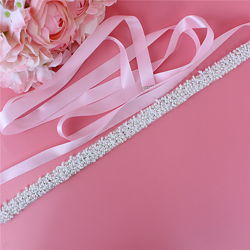 

Satin / Tulle Wedding / Party / Evening Sash With Imitation Pearl / Belt / Appliques Women's Sashes