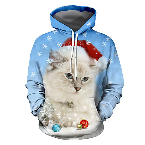 

Women's Hoodie Pullover Graphic 3D Animal Front Pocket Christmas Going out 3D Print 3D Print Christmas Hoodies Sweatshirts Loose Blue Wine Green