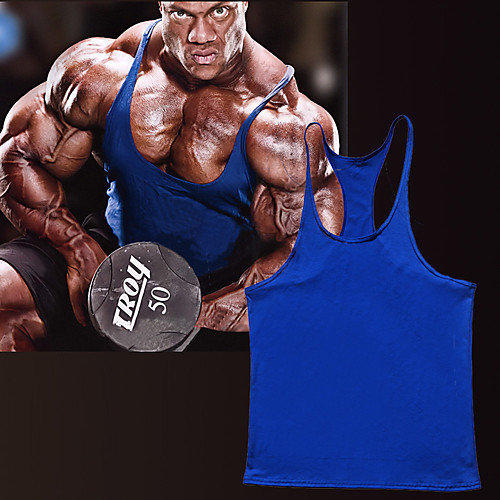 

Men's Sleeveless Workout Tank Top Running Tank Top Running Singlet Racerback Vest / Gilet Summer Cotton Quick Dry Lightweight Breathable Fitness Gym Workout Running Sportswear Solid Colored White