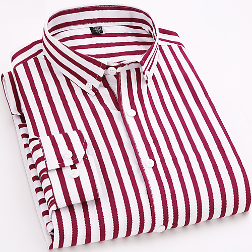 

Men's Shirt Striped Print Long Sleeve Work Slim Tops Business Basic Spread Collar Blue Dark Red / Fall / Spring