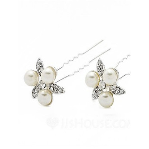 

Imitation Pearl / Rhinestone / Alloy Hair Pin with Rhinestone / Imitation Pearl 2pcs Wedding Headpiece