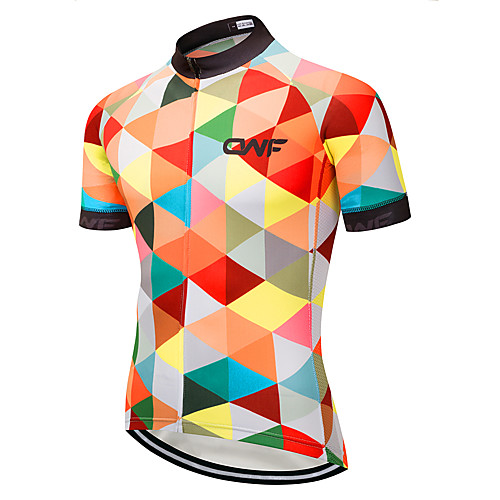 

CAWANFLY Men's Short Sleeve Cycling Jersey Black Plaid / Checkered Bike Jersey Top Mountain Bike MTB Road Bike Cycling Breathable Quick Dry Back Pocket Sports Clothing Apparel / Advanced / Expert