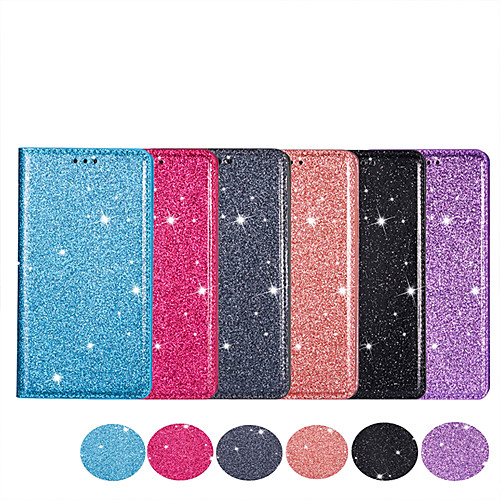 

Case For Samsung Galaxy S9 / S8 Plus / S8 Card Holder / Glitter Shine Full Body Cases Solid Colored PU Leather
