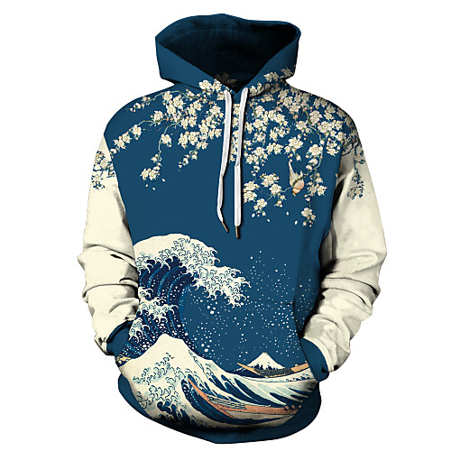 

Men's Plus Size Hoodie Print Color Block 3D Hooded Daily Basic Casual Hoodies Sweatshirts Blue