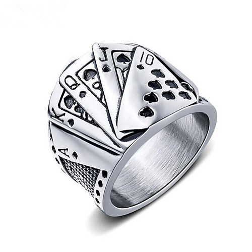 

Men Band Ring Geometrical Silver Tungsten Steel Poker Fashion 1pc 7 8 9 10 11 / Men's