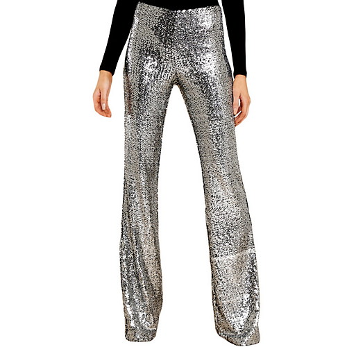 

Women's Basic Wide Leg Pants - Solid Colored Sequins Black Silver S / M / L