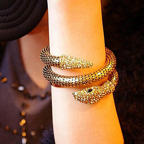 

Women's Cuff Bracelet Wrap Bracelet Wide Bangle 3D Snake Precious Vintage Rhinestone Bracelet Jewelry Silver / Gold For Street Holiday