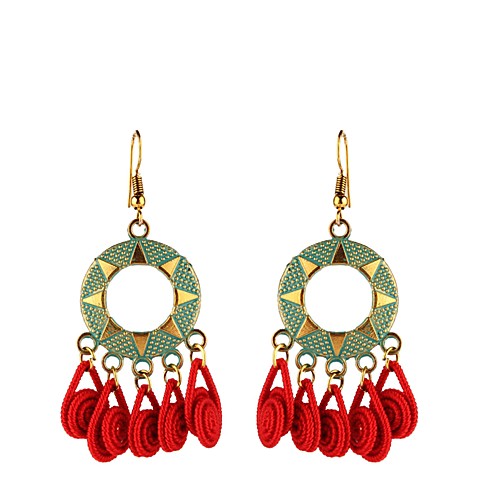 

Women's Drop Earrings Hollow Out Weave Ethnic Earrings Jewelry Red / Pink For Daily 1 Pair