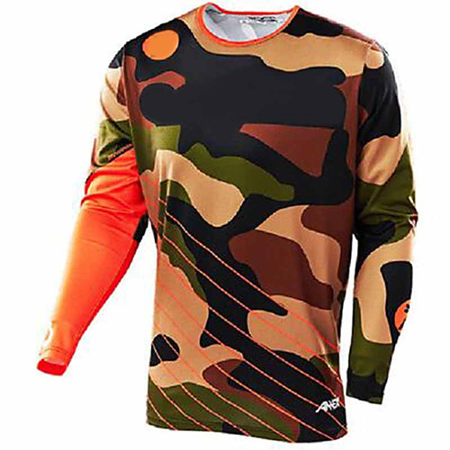 

21Grams Camo Men's Long Sleeve Cycling Jersey Downhill Jersey Dirt Bike Jersey - Black / Orange Black / Blue Bike Jersey Motorcyle Clothing Top UV Resistant Quick Dry Breathable Sports Winter Summer