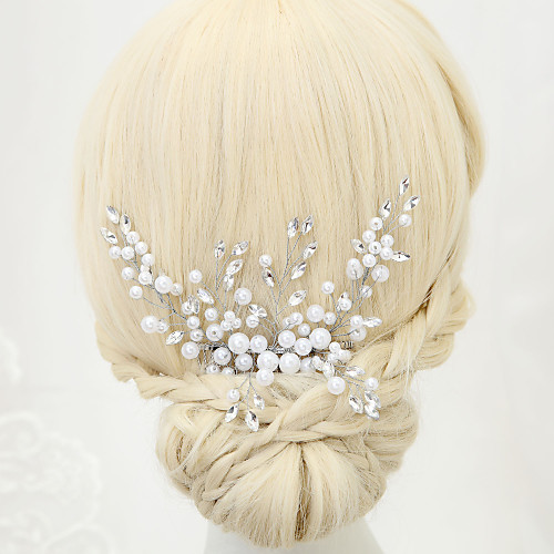 

Imitation Pearl / Rhinestone Hair Combs with Rhinestone / Imitation Pearl 1 Piece Wedding Headpiece