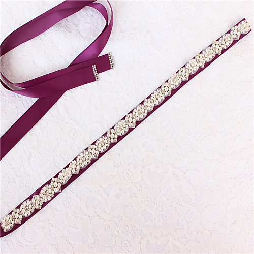 

Satin / Tulle Wedding / Party / Evening Sash With Imitation Pearl / Belt / Crystals / Rhinestones Women's Sashes
